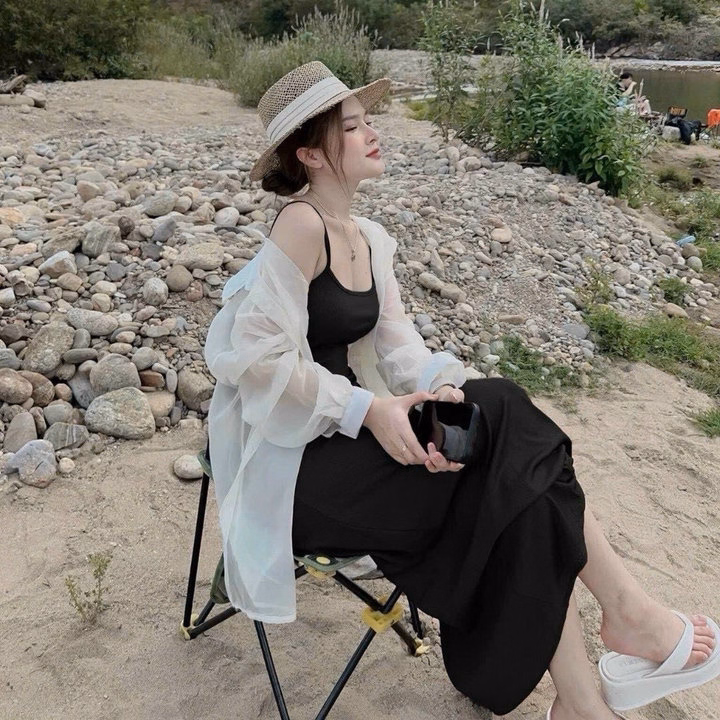 Set Đầm Body 2 Dây(Có Mút) Kèm Áo Khoác Sơ Mi Cài Nút Bh1201- Nana House - Ảnh 9