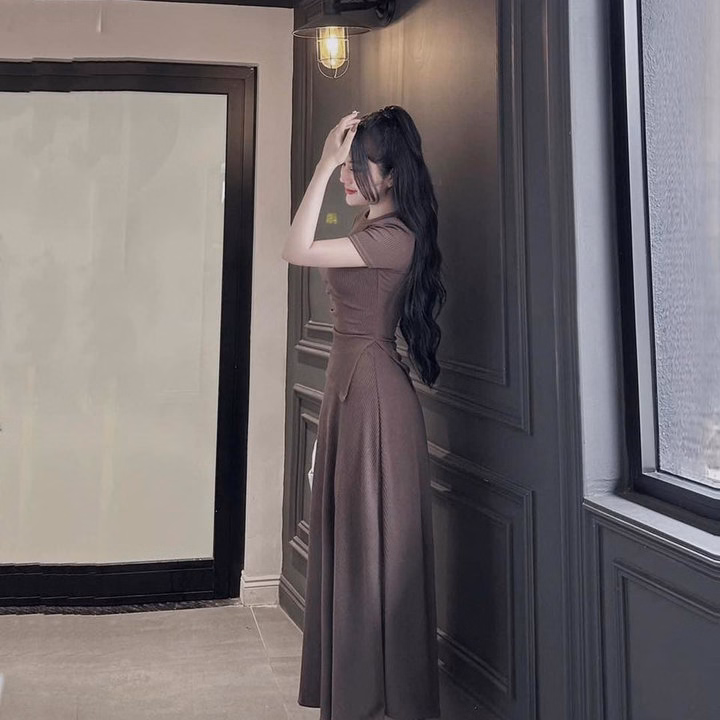 Set Bộ Đồ Nữ Váy Tăm Lạnh Xẻ Tà St80O- Sam Store - Ảnh 5