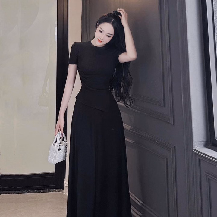 Set Bộ Đồ Nữ Váy Tăm Lạnh Xẻ Tà St80O- Sam Store - Ảnh 2