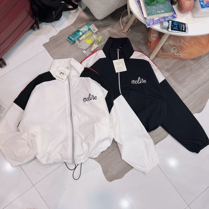 Áo Khoác Dù Croptop Cánh Dơi Nữ Phối Khóa Kéo Họa Tiết Celire Tôn Dáng -Htm Fashion - Ảnh 3