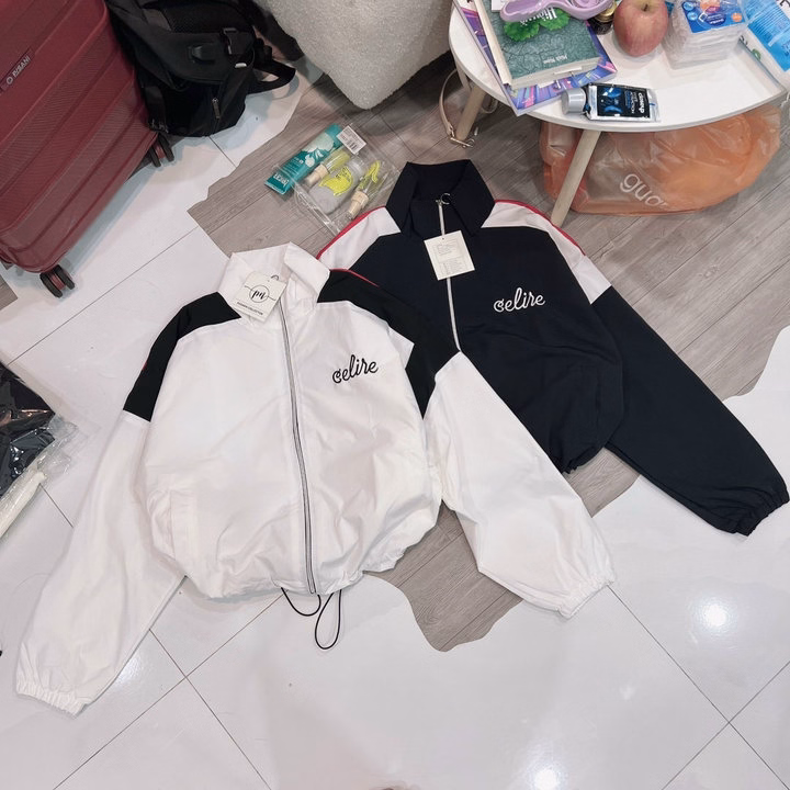 Áo Khoác Dù Croptop Cánh Dơi Nữ Phối Khóa Kéo Họa Tiết Celire Tôn Dáng -Htm Fashion