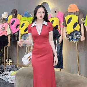 Đầm Váy Nữ Thun Tăm Lạnh Cổ Trụ Bt1700- Nana House