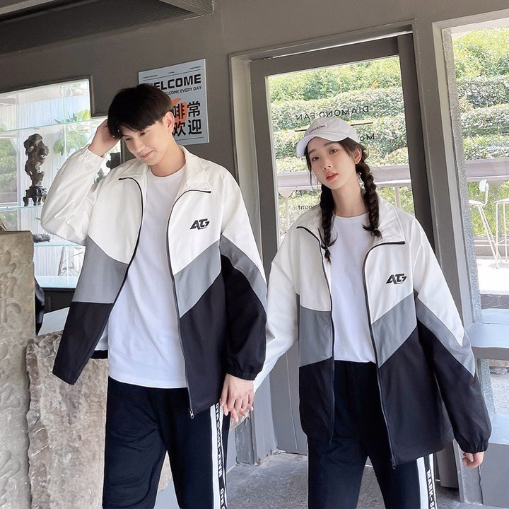 Áo Khoác Dù Cặp Đôi Nam Nữ Cổ Đứng Họa Tiết At7 Phối Khóa Kéo -Htm Fashion