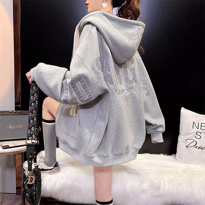 Áo Khoác Nỉ Nữ Form Rộng Tay Phồng Mũ Rộng Thêu Chữ Losang Đẹp Ut10 - Phương Store