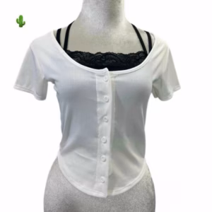 Áo Cúc Phối Yếm Ren Chất Gân Tăm - Lê Phương Boutique