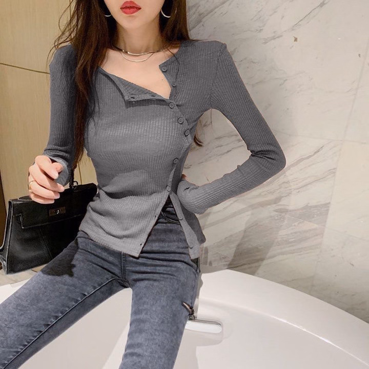 Áo Kiểu Thun Gân Cài Nút 1 Bên - Lê Phương Boutique - Ảnh 5