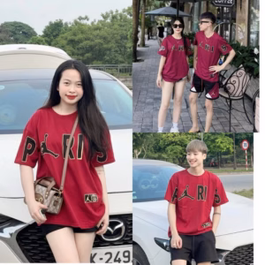Áo Phông Unisex Pari Đỏ Nam Nữ