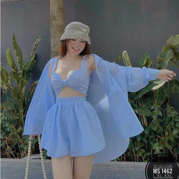 Set Bộ 3 Món Xốp Sọc Đi Biển S105Ht - Sam Store - Ảnh 2