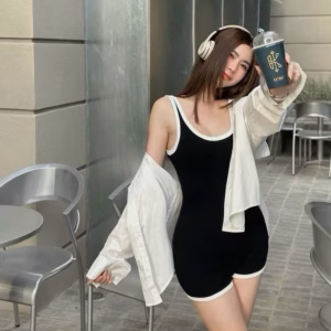 Set Đi Biển Jum Tăm Lạnh Viền Né Kèm Áo Sơ Mi Tơ S17- Nana House