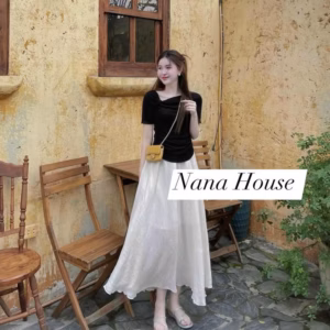 Set Áo Tăm Lạnh Phối Chân Váy Tơ 2 Lớp Bh80P- Nana House