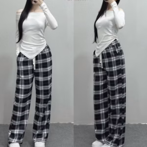 Quần Ống Rộng Caro Bản To Ullzzang