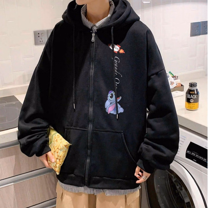 Áo Khoác Hoodie Nam Nữ Có Nón Phối Khóa Kéo In Pikachu Xanh Grande One Dễ Thương -Htm Fashion - Ảnh 3