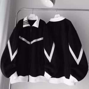 Áo Khoác Zip Nỉ Nam Nữ Form Rộng Phối 3 Sọc Cổ Chạy Viền Tay Phong Cách Mẫu Mới -Htm Fashion