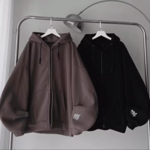 Áo Hoodie Nỉ Tay Phồng Thêu Fear Phản Quang Dây Kéo Chống Nắng Cực Tốt Nón Rộng Rãi Mặc Thoáng Mát Cao Cấp - Tp786