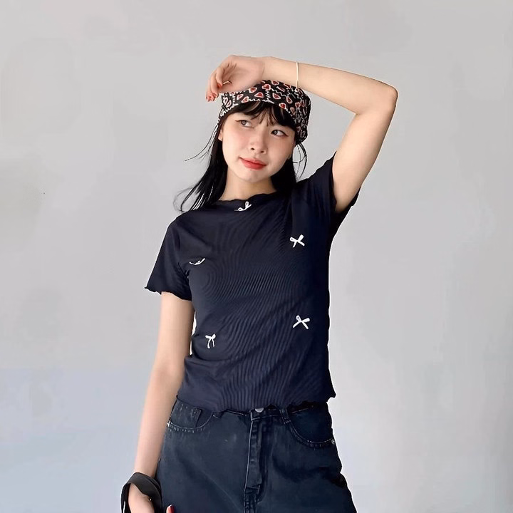 Áo Thun Brandy Coquette Tay Ngắn Cổ Tròn Cuốn Biên Gu32O- Sam Store - Ảnh 2