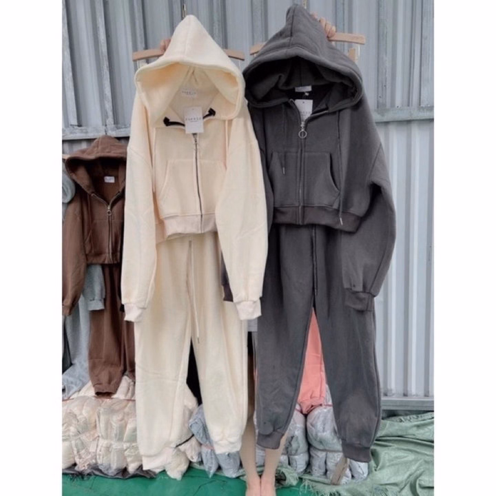 Set Bộ Quần Jogger Trơn Mix Kèm + Áo Khoác Nỉ Trơn - Ảnh 6