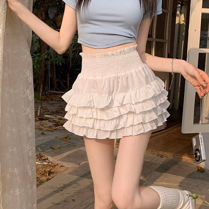 Chân Váy Tầng Xòe Lụa Hàn Lưng Thun - Lê Phương Boutique