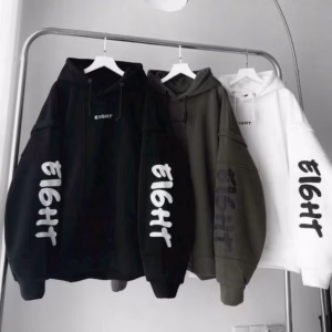 Áo Hoodie Cặp Đôi Nam Nữ Form Rộng Có Nón Tròng Đầu Họa Tiết Eight -Htm Fashion