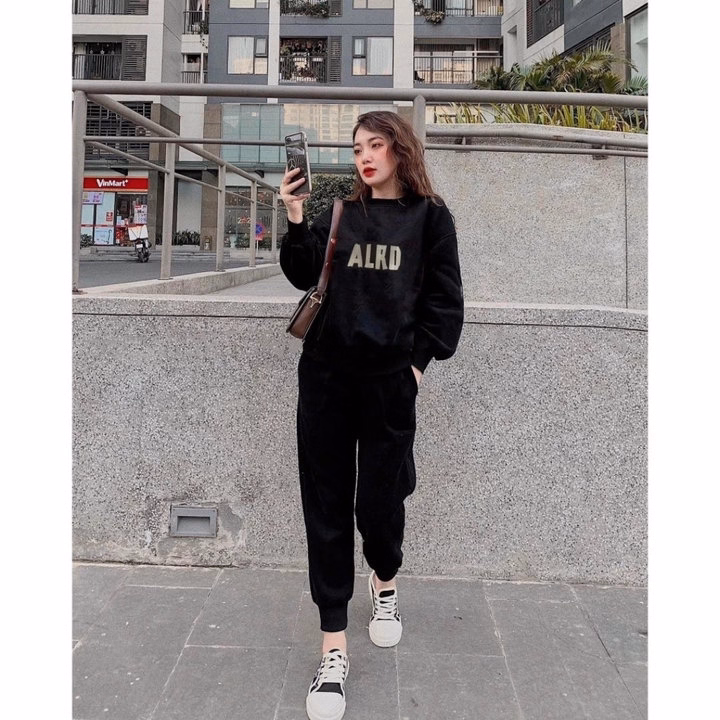 Set Bộ Quần Jogger Đen Mix Kèm + Áo Swt Alrd Đen - Ảnh 2