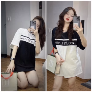 [ Rẻ Vô Địch ] Áo Thun Cotton Su Form Rộng Tay Lỡ - Doce Lever Phối Đen Trắng