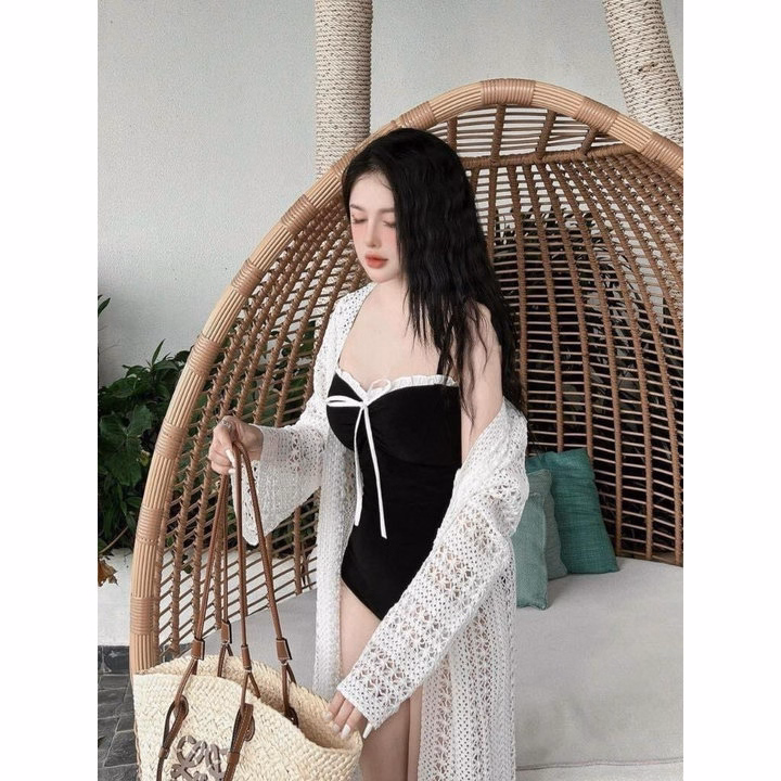 Set Bộ Đi Biển Áo Tăm Lạnh Có Mút,Khoác Ren Len Dài Bt110H- Nana House - Ảnh 7