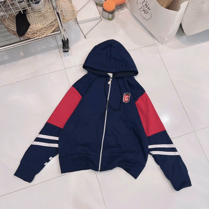Áo Khoác Hoodie Nam Nữ Phối Khóa Kéo Thiết Kế Tat 2 Sọc Ngang Thêu Chữ G Có Nón -Htm Fashion - Ảnh 2