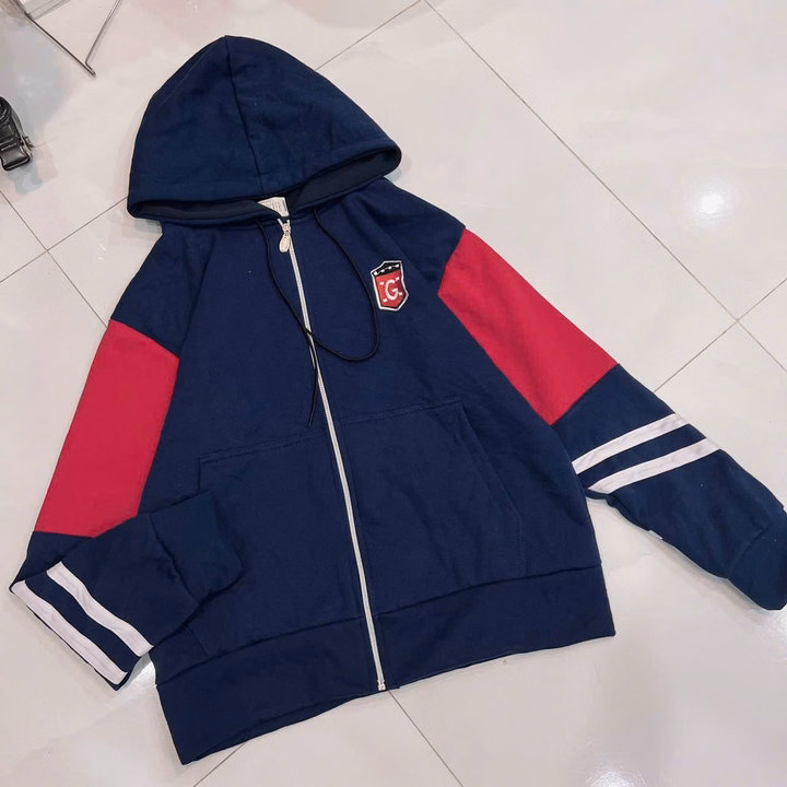 Áo Khoác Hoodie Nam Nữ Phối Khóa Kéo Thiết Kế Tat 2 Sọc Ngang Thêu Chữ G Có Nón -Htm Fashion - Ảnh 3