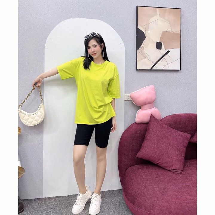 Sét Bộ Quần Legging Lửng + Mix Áo Phông Trơn Cotton Khô - Ảnh 3