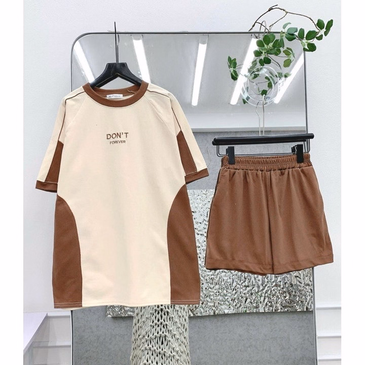 Sét Bộ Quần Đùi Su Trơn + Mix Áo Phông Chữ Don'T - Ảnh 2