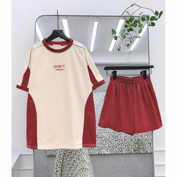 Sét Bộ Quần Đùi Su Trơn + Mix Áo Phông Chữ Don'T - Ảnh 3