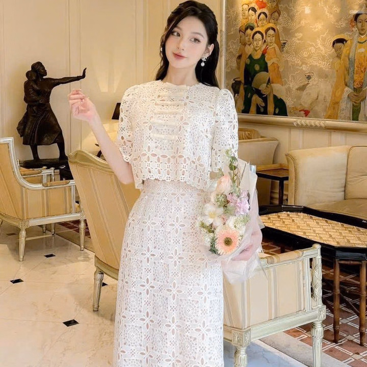 Set Đầm Váy Nữ Ren Tay Lỡ Thiết Kế Siêu Xinh Bh100G- Nana House - Ảnh 3