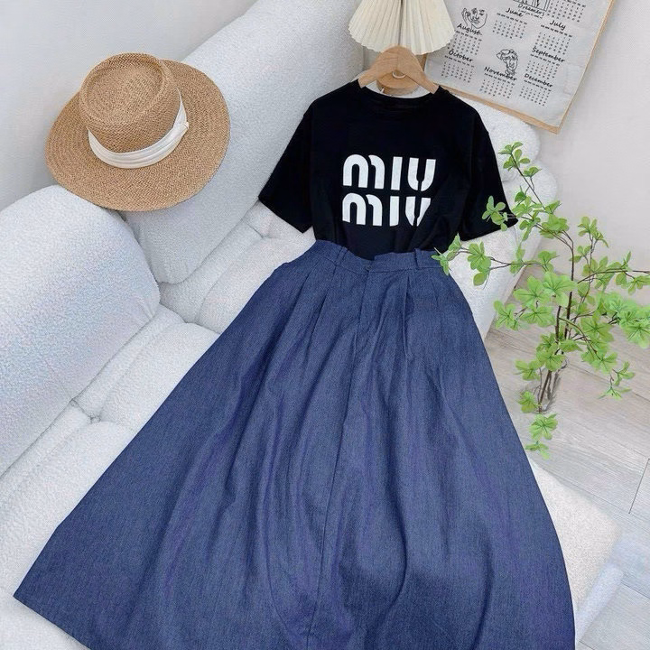 Set Áo Tăm Lạnh Form Rộng Thụng Mix Chân Váy Denim(Có Túi) Sh105R- Sam Store - Ảnh 2