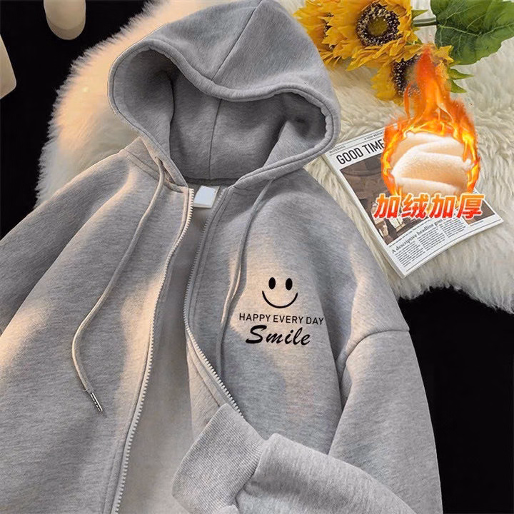 Áo Hoodie Nam Nữ Form Rộng Chất Nỉ Mịn Dày In Mặt Cười Smile Phản Quang Có Nón -Htm Fashion - Ảnh 3