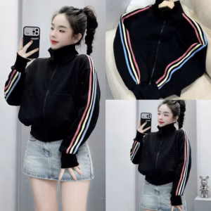 [Mới] Áo Khoác Cổ Trụ Dây Kéo Nỉ Nam Nữ Dáng Lửng Phối 3 Sọc Tay Màu Sắc Siêu Đẹp , Dễ Thương - U33