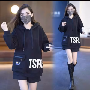 Áo Hoodie Nam Nữ Form Rộng Có Nón Thiết Kế Túi Có Khóa Kéo Ngang In Chữ Tsrie Có Nón -Htm Fashion