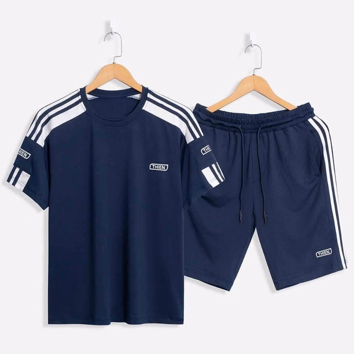 Bộ Quần Áo Nam Phối Sọc In Logo Thien Cổ Tròn Tay Ngắn Thể Thao Unisex Tu - Be Yourself - Ảnh 4