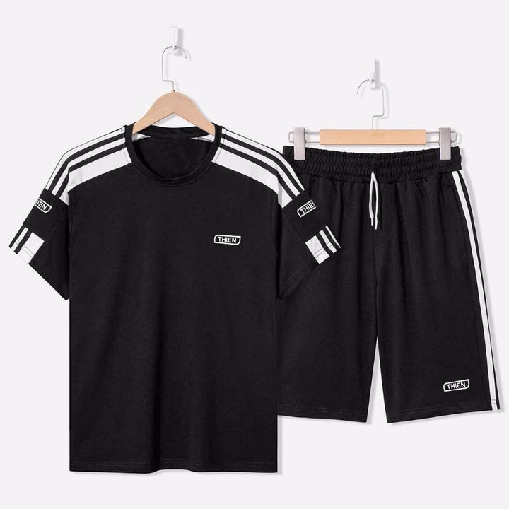 Bộ Quần Áo Nam Phối Sọc In Logo Thien Cổ Tròn Tay Ngắn Thể Thao Unisex Tu - Be Yourself - Ảnh 5