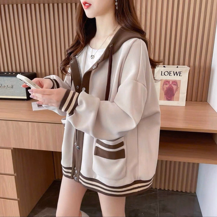 Áo Khoác Hoodie Nam Nữ Form Rộng Phối Nút Bấm Nón 2 Lớp Thêu Chữ Work Hard -Htm Fashion - Ảnh 4