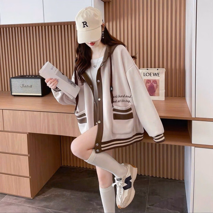 Áo Khoác Hoodie Nam Nữ Form Rộng Phối Nút Bấm Nón 2 Lớp Thêu Chữ Work Hard -Htm Fashion - Ảnh 5