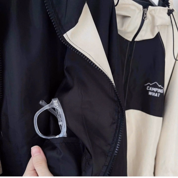 Áo Khoác Dù Cặp Đôi Nam Nữ Form Rộng Có Túi Trong Họa Tiết In Chữ Camping What Có Nón -Htm Fashion - Ảnh 6