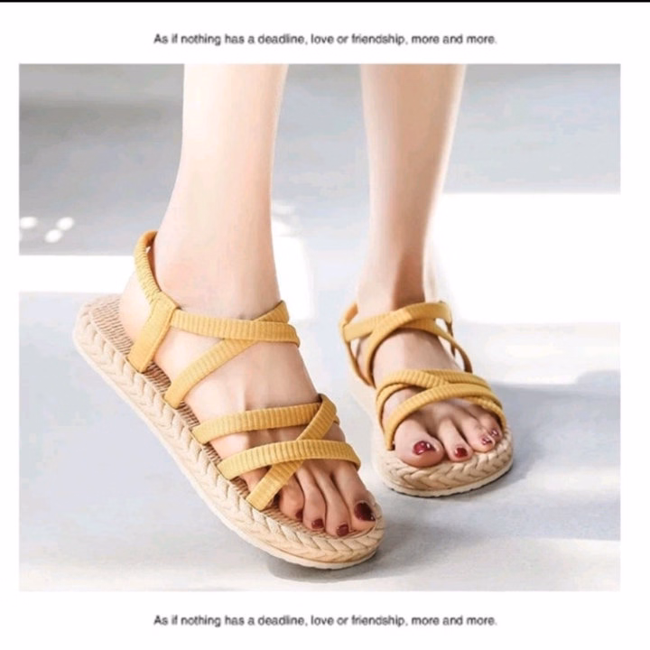 Giày Sandal, Dép Nữ Giả Cói Thời Trang Quai Chéo Đế Bằng - Shop Mẹ Bống - Ảnh 8