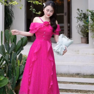 Đầm Váy Nữ Xốp Nhật Kết Nơ Phối Bèo Bh900Y- Nana House