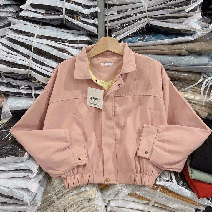 Áo Khoác Da Lộn Nữ Dáng Lửng Croptop Form Rộng Cổ Bẻ Phối Nút Bấm -Htm Fashion - Ảnh 2