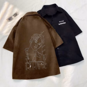 Áo Sơ Mi Nam Nữ Vải Da Lộn In Hình Người The End Form Rộng Tay Lỡ Tp88 - Golden Dream