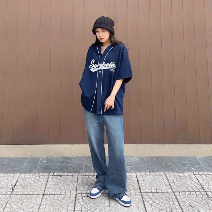 Áo Sơ Mi Unisex Nam Nữ Vải Kate Mịn Kiểu Bóng Chày Symbo Form Rộng Tp19 - Golden Dream - Ảnh 4