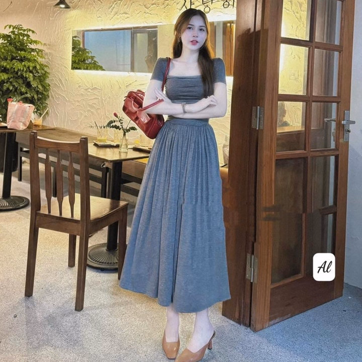 Đầm Maxi Thun Tăm Lạnh Cổ Vuông Bt700U- Sam Store - Ảnh 2