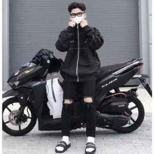 Áo Khoác Dù Nam Nữ 2 Lớp Cổ Trụ In Nowsaigon Chạy Sọc Mí Viền -Htm Fashion