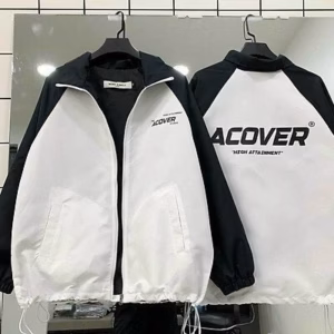 Áo Khoác Dù Nam Nữ Không Nón Họa Tiết In Chữ Acove Phối Khóa Kéo -Htm Fashion