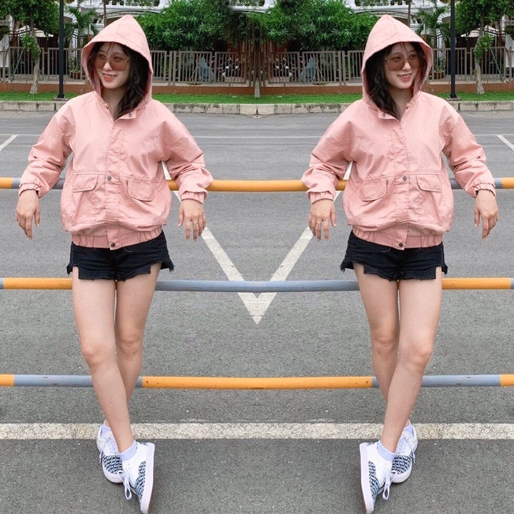 Áo Khoác Kaki Nữ Có Nón Phối Túi Hộp Thiết Kế Khóa Kéo Kèm Nút Bấm Ngoài -Htm Fashion - Ảnh 4