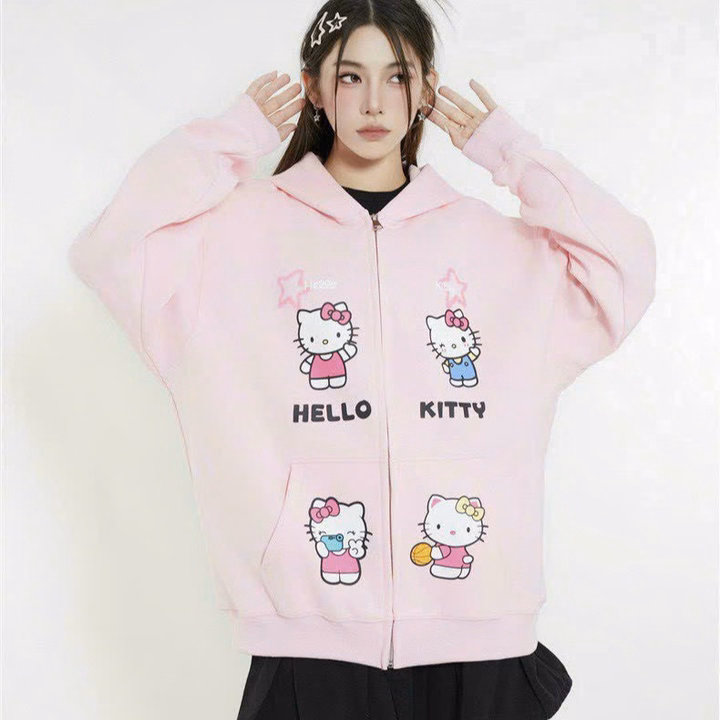 Áo Khoác Nỉ Unisex Nam Nữ In Hình Hello Kityy Xinh Form Rộng Tp38 - Golden Dream